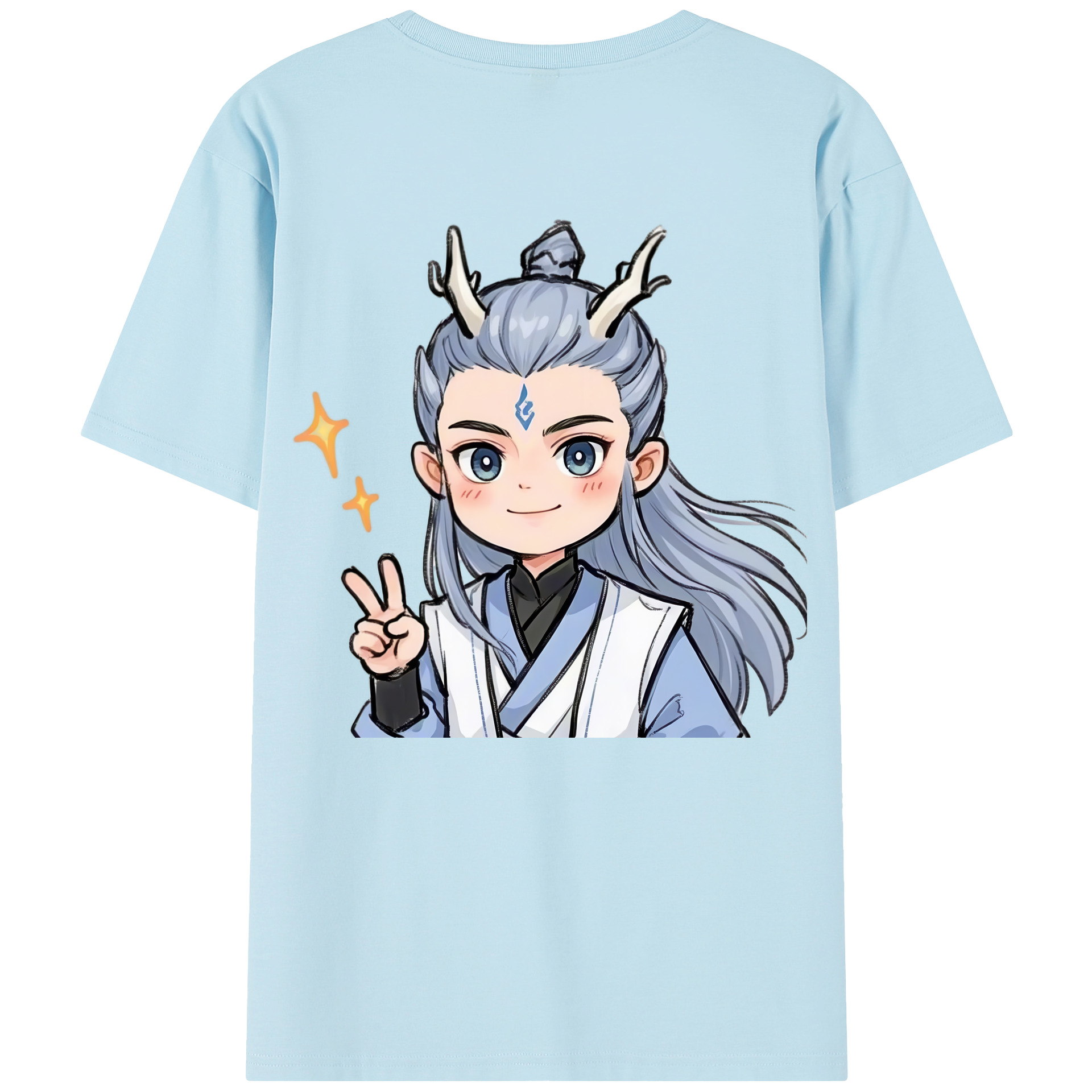 （画像用） Ne Zha 2 ナタ 魔童の大暴れ 綿100％半袖Tシャツ（背面プリント）